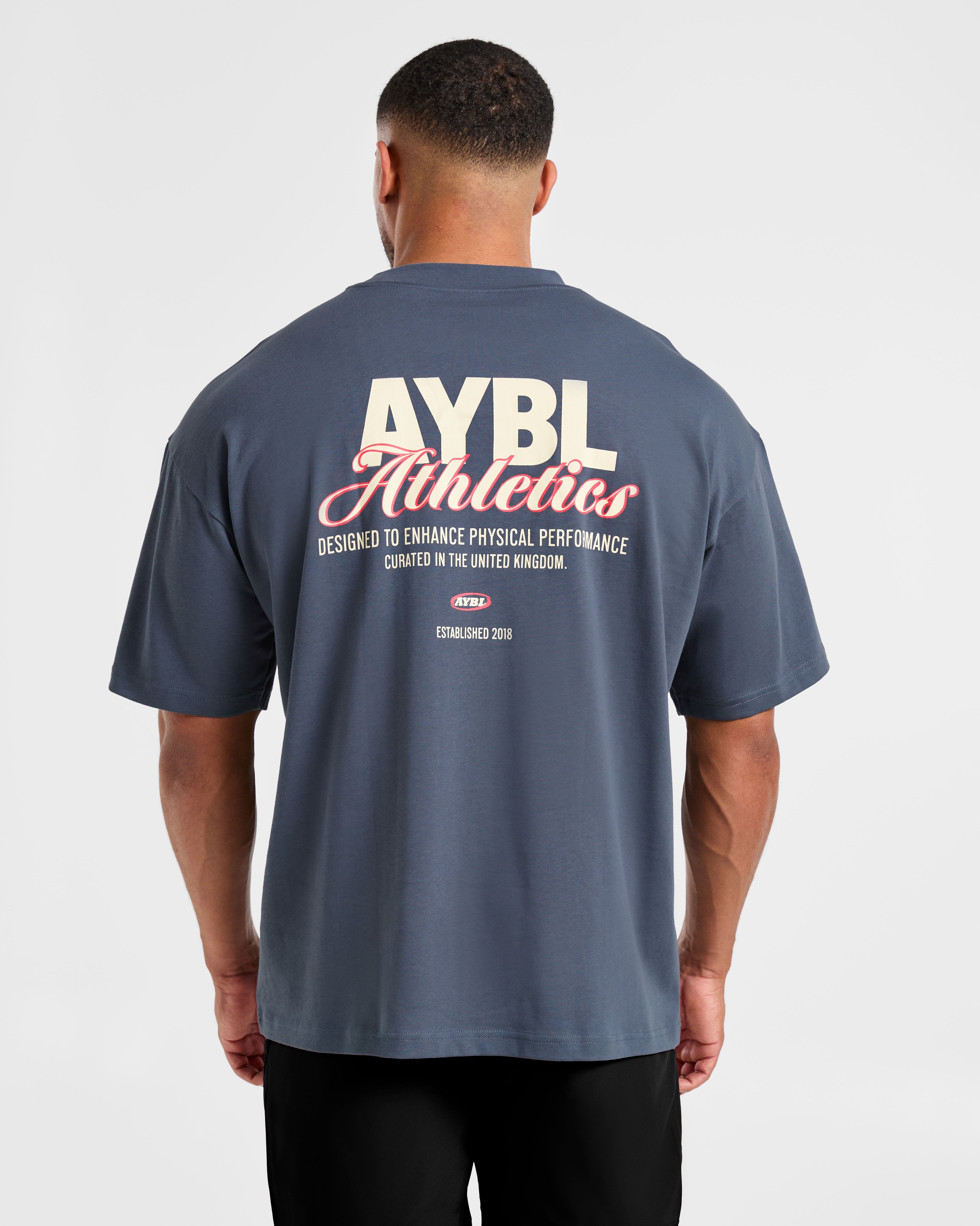 Athletics Script Oversized T Shirt - Vintage Blue